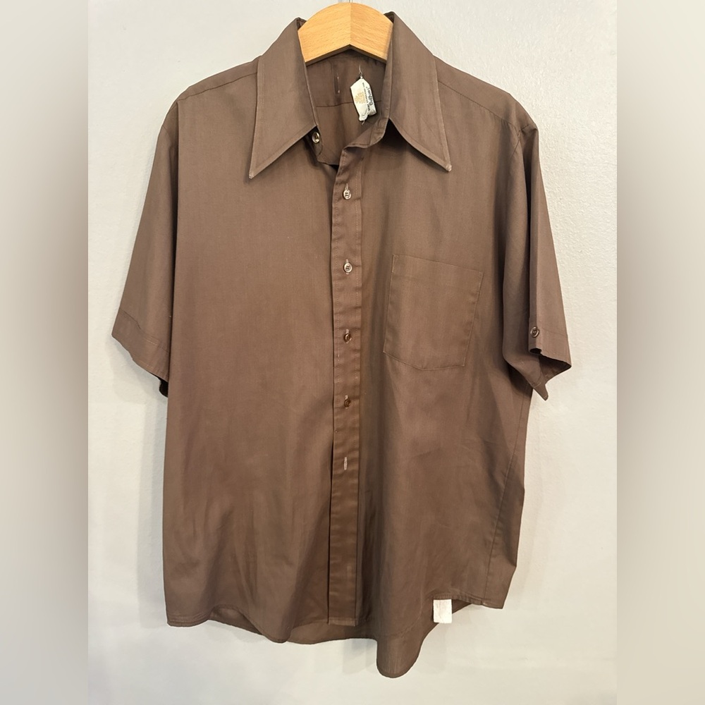 70s Brown Men's Button Down Shirt